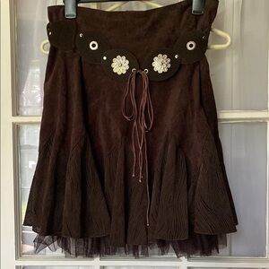 Raissotto collection Brown fake suede with Mesh parts lined Skirt size 40 in gre
